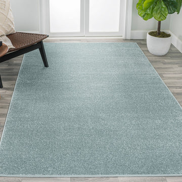 Haze Solid Low-pile Area Rug Light Blue